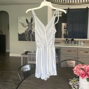 Blue and white American eagle romper - open back with a tie